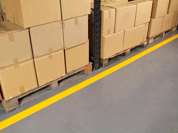 Vloermarkeringstape extra dun Thinstripe 50 mm geel-zwart