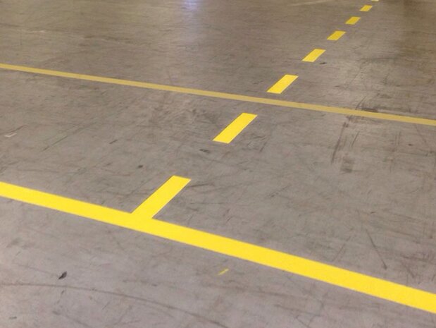 Vloermarkeringstape extra dun Thinstripe 75 mm geel-zwart