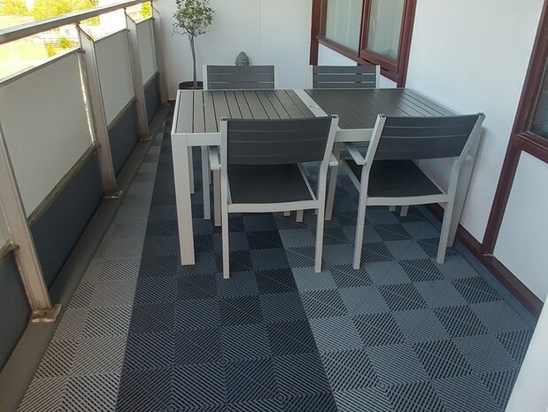 BoDeck Standard Balkonvloertegel &ndash; Open Drainage Kliktegel (PP)| Antraciet