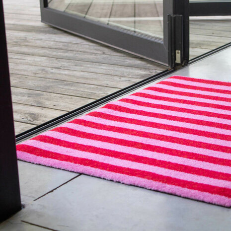 ColorStar- Stripes- binnendeurmat-rose-rood-85x150 cm