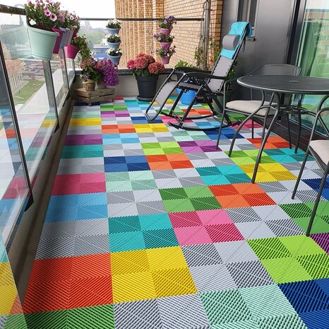 BoDeck balkonvloeren 18 mm &ndash; open kliktegels-afgerond | Geelgroen