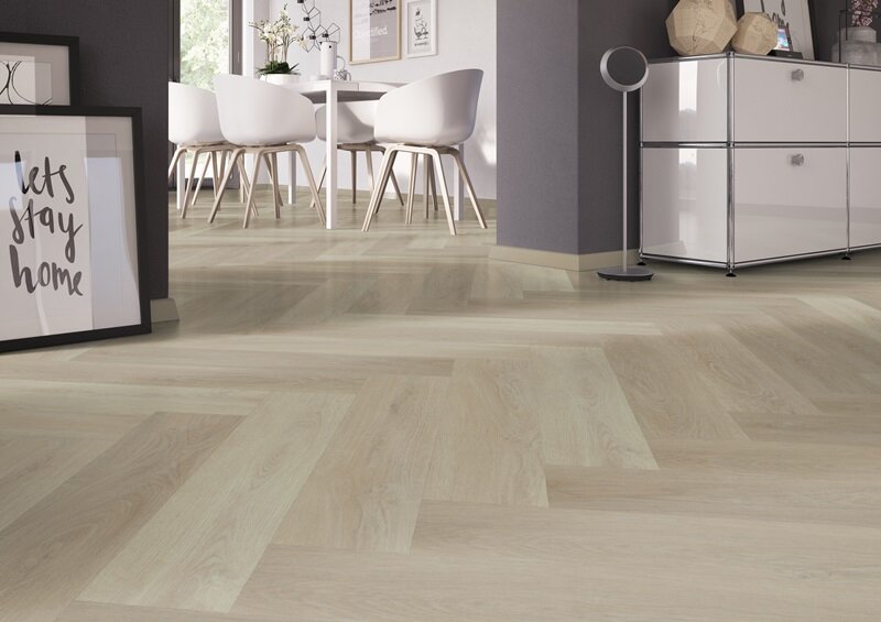 PVC plakvloer Visgraat Mercury 55 Fresh Oak Light Greige